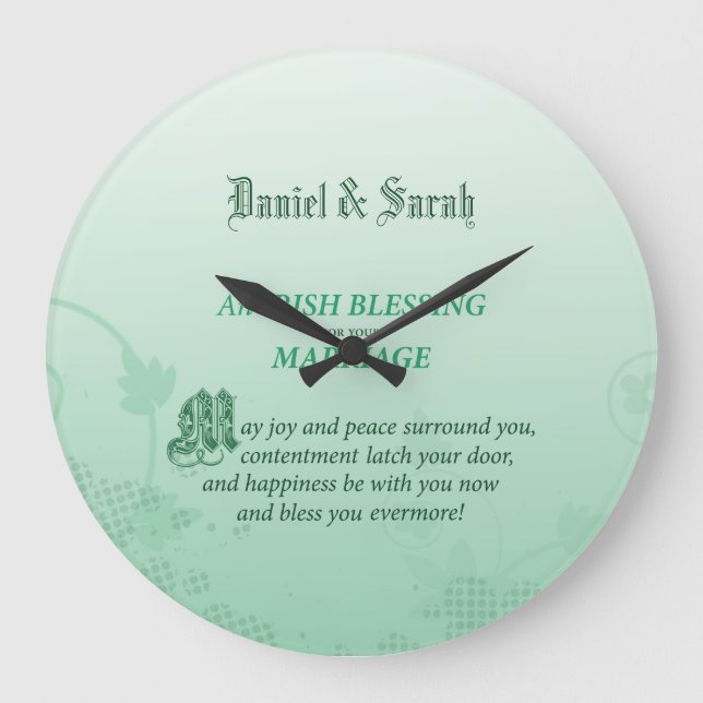 Irish Wedding Congratulations Blessing Large Clock (Front)