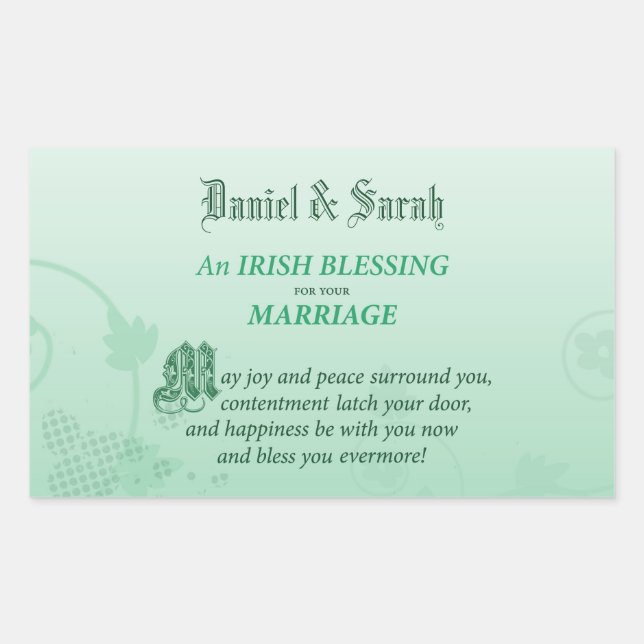 Irish Wedding Congratulations Blessing Rectangular Sticker (Front)