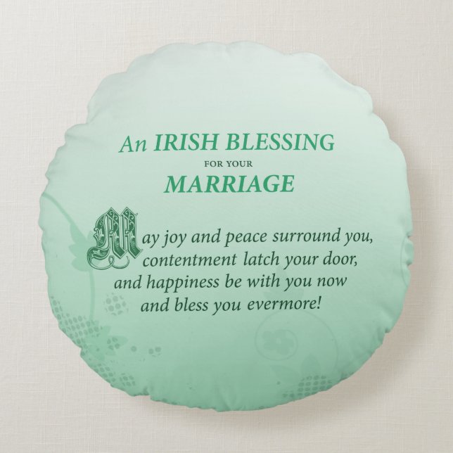 Irish Wedding Congratulations Blessing Round Cushion (Front)