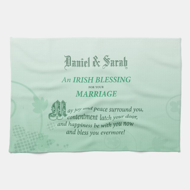 Irish Wedding Congratulations Blessing Tea Towel (Horizontal)