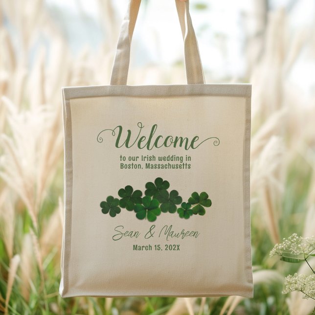 Irish Wedding Custom Welcome Bag Green Clovers (Creator Uploaded)