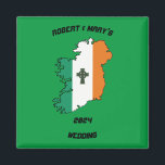 Irish Wedding Gift Magnet<br><div class="desc">Introducing our Irish Wedding Magnet Gift, a delightful addition to any refrigerator or magnetic surface, designed to commemorate the special occasion with a touch of Irish charm. At the heart of this magnet lies the outline of Ireland, intricately crafted in the vibrant hues of the Irish tri-colours – green, white,...</div>