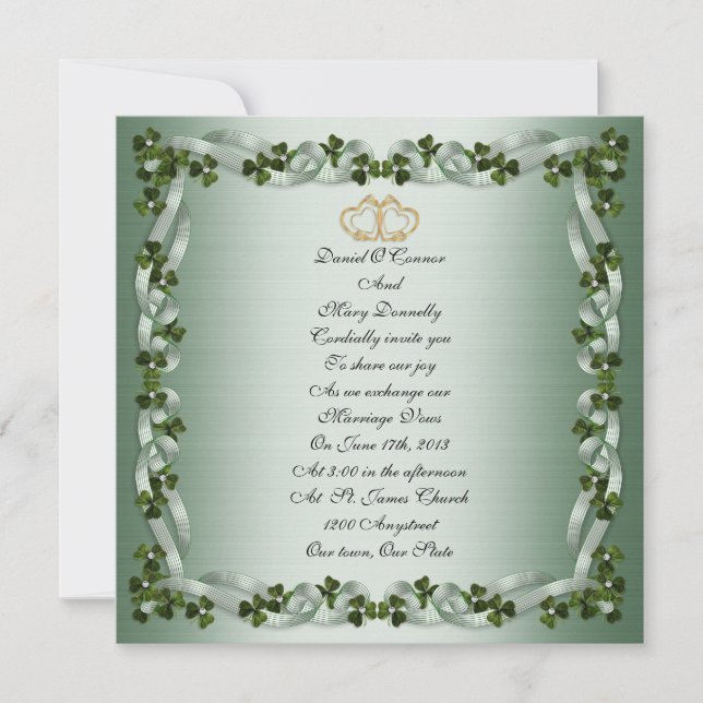 Irish wedding Invitation elegant square (Front)