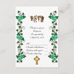 Irish wedding RSVP Celtic cross Card