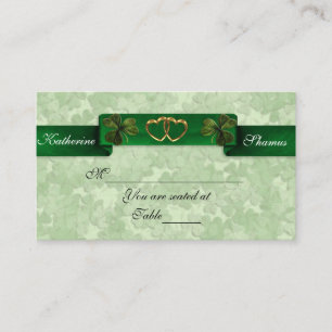 Irish Wedding seating card shamrocks