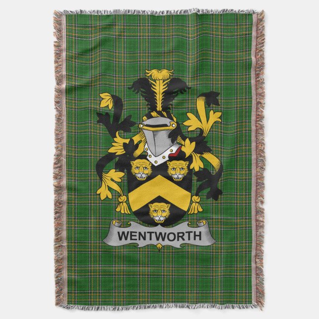  Irish Wentworth Coat of Arms Family Crest Ireland Throw Blanket (Front Vertical)