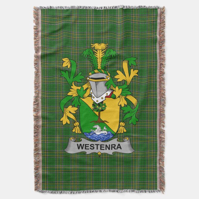  Irish Westenra Coat of Arms Family Crest Ireland Throw Blanket (Front Vertical)