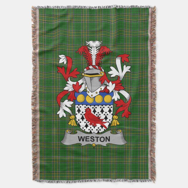  Irish Weston Coat of Arms Family Crest Ireland Throw Blanket (Front Vertical)