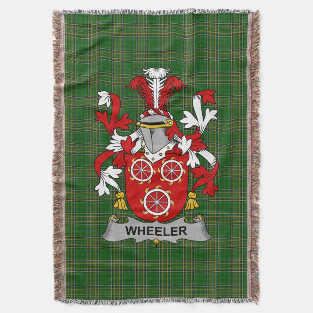  Irish Wheeler Coat of Arms Family Crest Ireland Throw Blanket (Front Vertical)