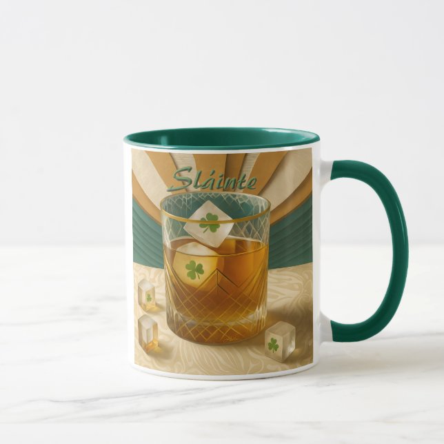 Irish Whiskey Tumbler Shamrock Ice "Sláinte!" Mug (Right)