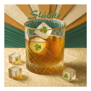 Irish Whiskey Tumbler Shamrock Ice "Sláinte!" Photo Print