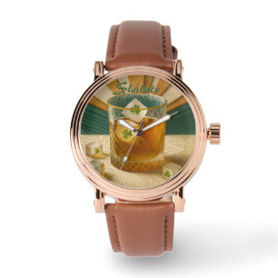 Irish Whiskey Tumbler Shamrock Ice "Sláinte!" Watch