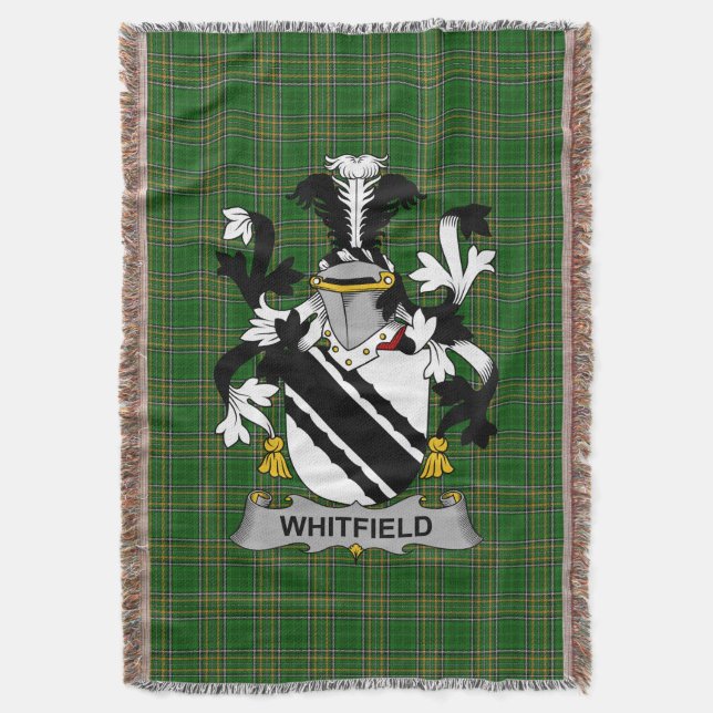  Irish Whitfield Coat of Arms Family Crest Ireland Throw Blanket (Front Vertical)