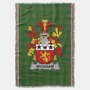 Irish Wickham Coat of Arms Family Crest Ireland Throw Blanket