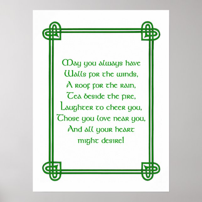 Irish wishes with Celtic design print or poster (Front)