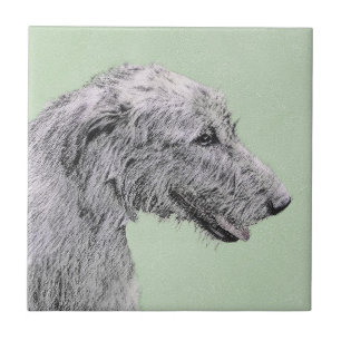 Irish Wolfhound 2 Painting - Cute Original Dog Art Ceramic Tile