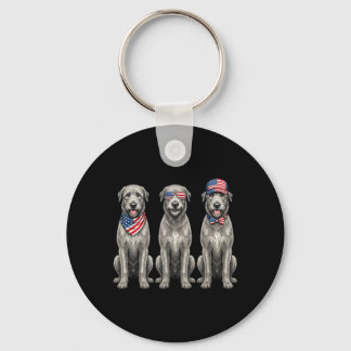 Irish Wolfhound 4th Of July Aamerican Flag Dog Key Ring