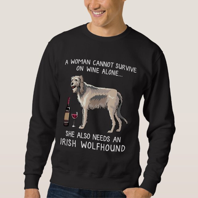 Irish Wolfhound And Wine Dog Fitted Sweatshirt (Front)