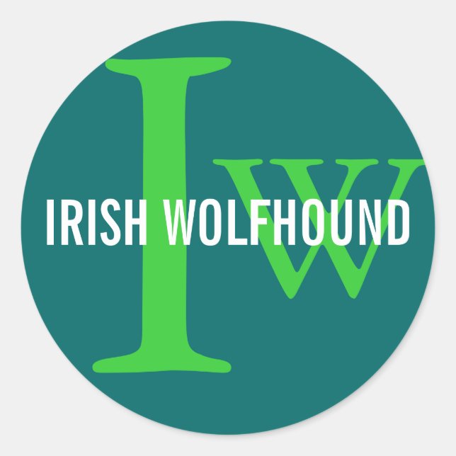 Irish Wolfhound Breed Monogram Classic Round Sticker (Front)