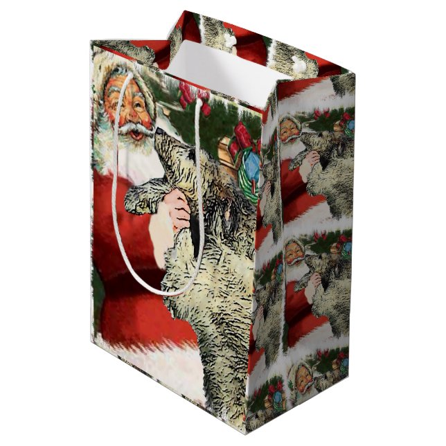 Irish Wolfhound Christmas Medium Gift Bag (Back Angled)