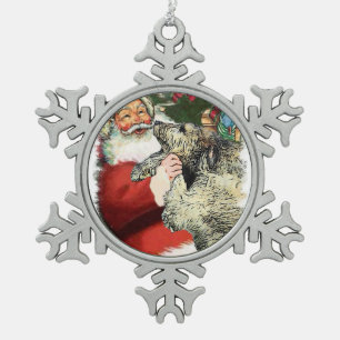 Irish Wolfhound Christmas Snowflake Pewter Christmas Ornament