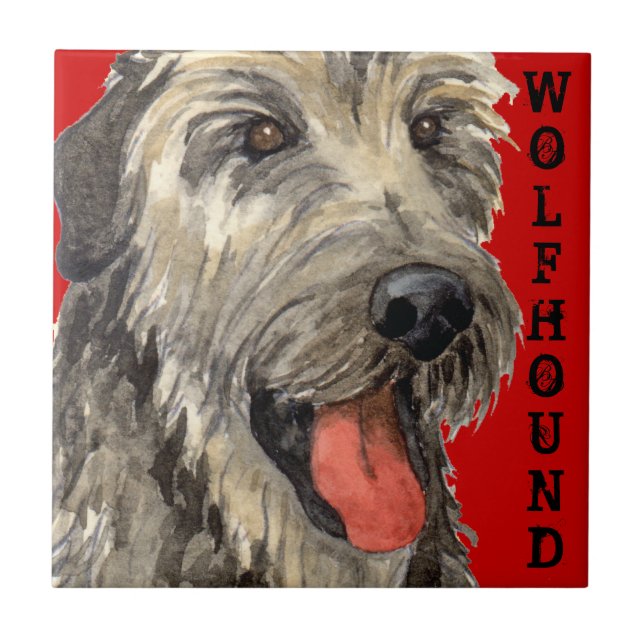 Irish Wolfhound Colour Block Ceramic Tile (Front)