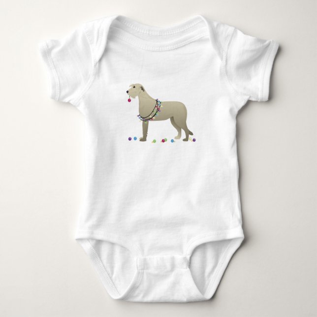 Irish Wolfhound Dog Breed Silhouette Christmas Baby Bodysuit (Front)
