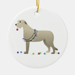 Irish Wolfhound Dog Breed Silhouette Christmas Ceramic Ornament