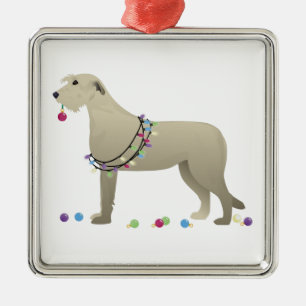Irish Wolfhound Dog Breed Silhouette Christmas Metal Ornament
