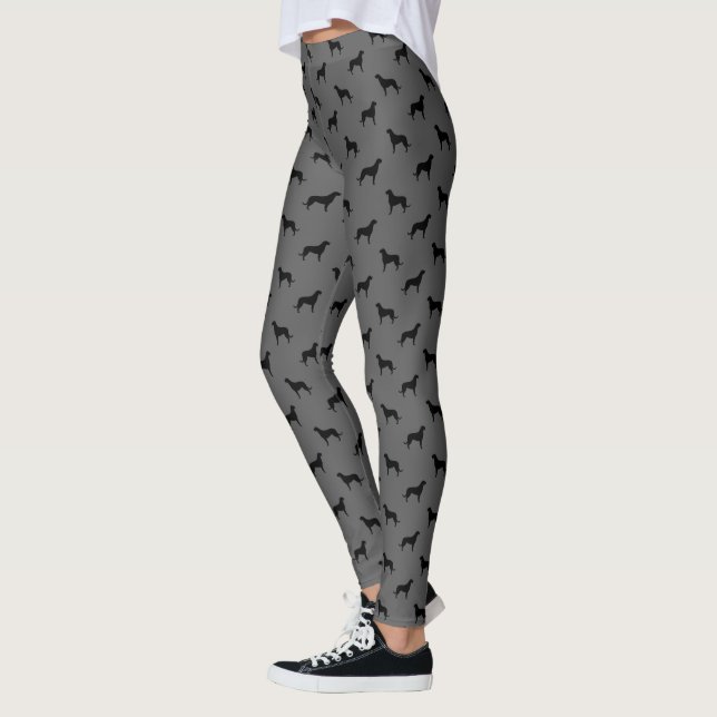 Irish Wolfhound Dog Breed Silhouettes Pattern Leggings (Left)
