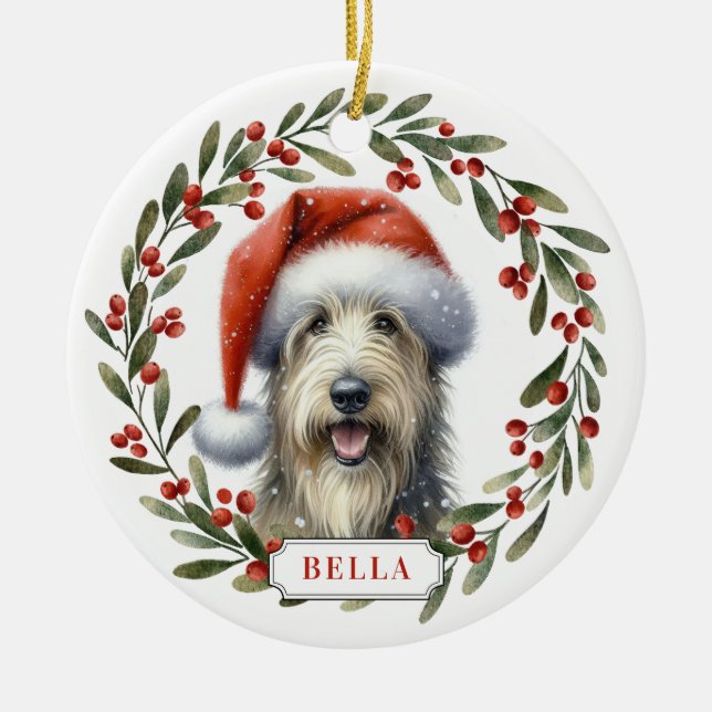 Irish Wolfhound Dog Ceramic Circle Ornament (Front)