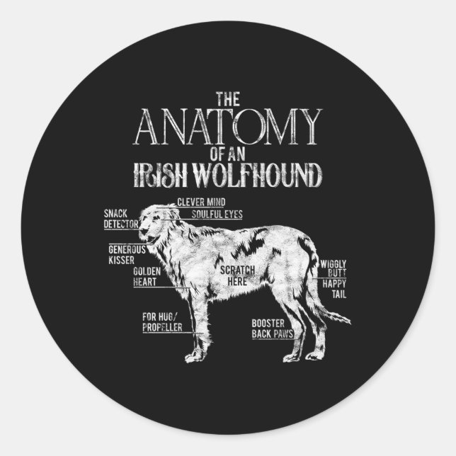 Irish Wolfhound Dog- Classic Round Sticker (Front)