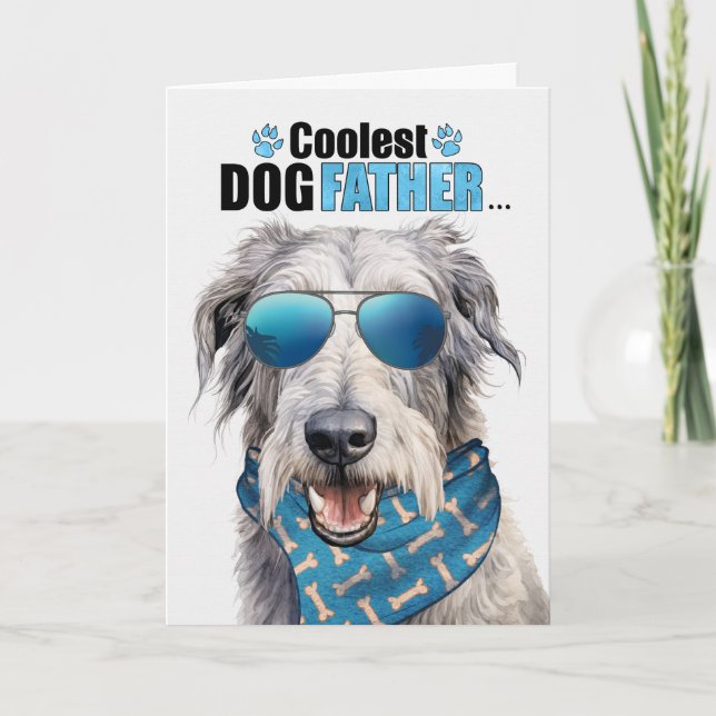 Irish Wolfhound Dog Coolest Dad Father's Day Holiday Card (Front)