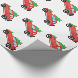 Irish Wolfhound Dog Driving a Christmas Car Wrapping Paper