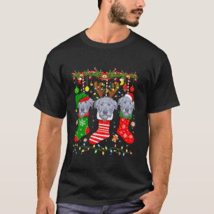 Irish Wolfhound Dog In Christmas Socks Santa Elf L T-Shirt