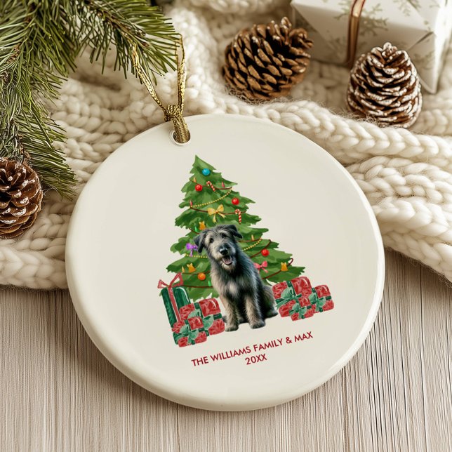 Irish Wolfhound Dog Personalised Christmas Ceramic Ornament (Creator Uploaded)