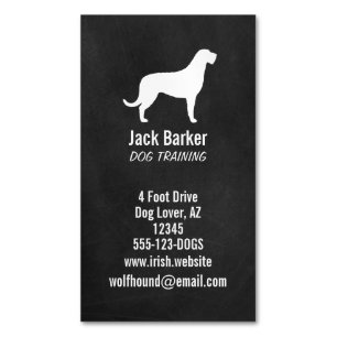 Irish Wolfhound Dog Silhouette Chalkboard Style Magnetic Business Card
