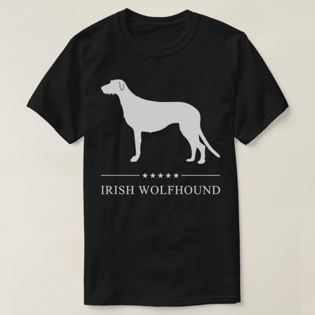 Irish Wolfhound Dog White Silhouette Pullover  (Design Front)