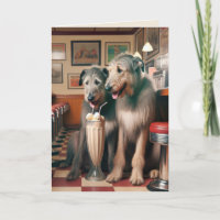 Irish Wolfhound Dogs In Retro Diner