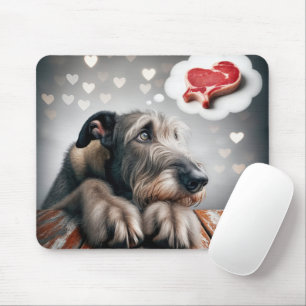 Irish Wolfhound Dreaming About Steak Mouse Pad