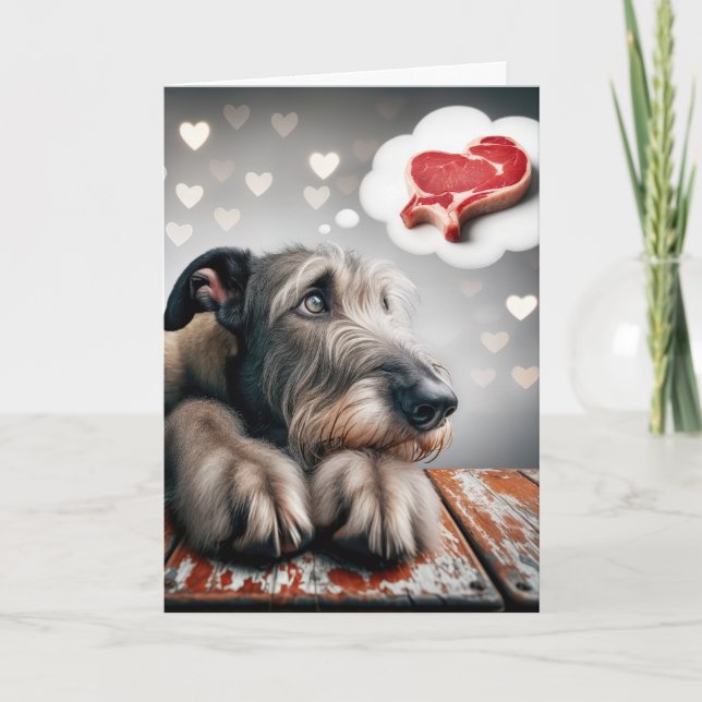 Irish Wolfhound Dreaming of Steak  Card (Front)