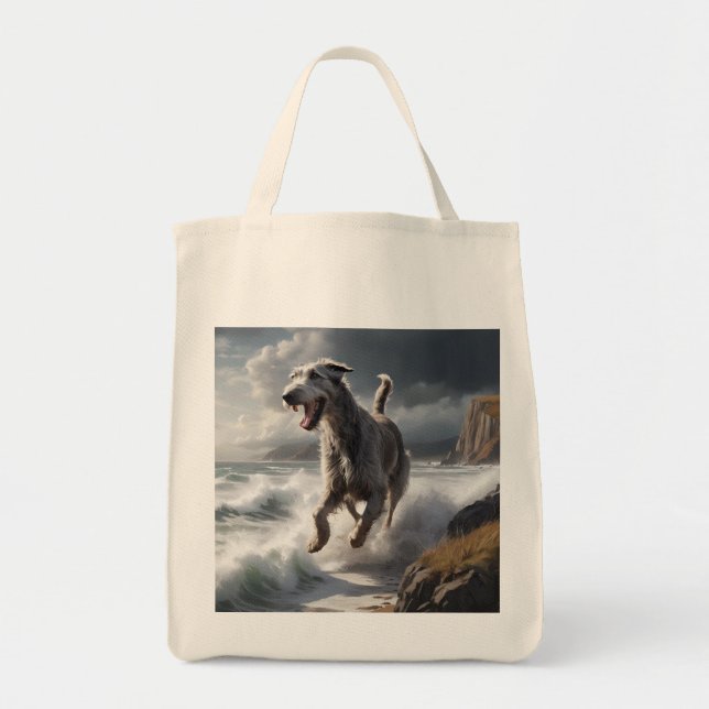 Irish Wolfhound Elegant Grocery Tote Bag (Front)