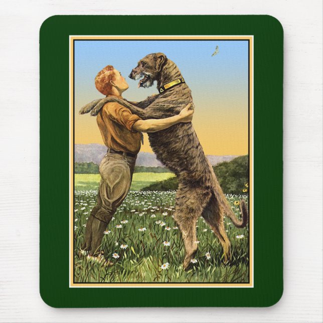 "Irish Wolfhound Greeting" Mouse Pad (Front)