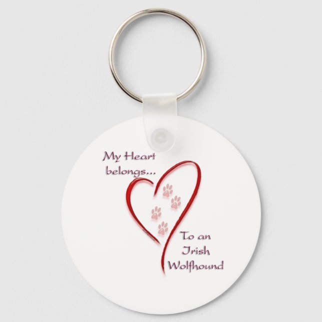 Irish Wolfhound Heart Belongs Key Ring (Front)