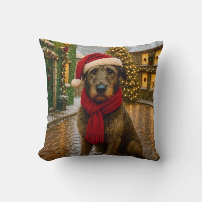 Irish Wolfhound Holiday  Cushion (Front)