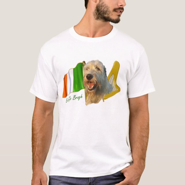 Irish Wolfhound Irish Flag and Harp T-Shirt (Front)