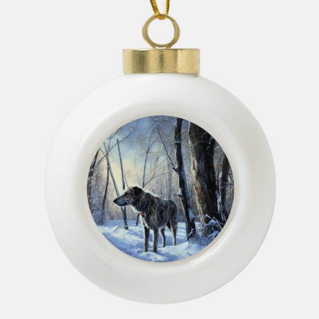 Irish Wolfhound  Let It Snow Christmas Ceramic Ball Christmas Ornament (Front)