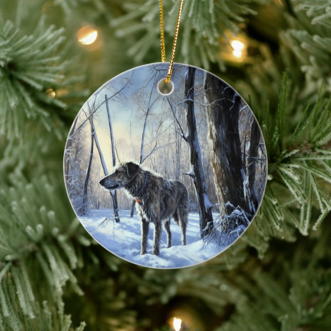 Irish Wolfhound  Let It Snow Christmas Ceramic Ornament (Tree)
