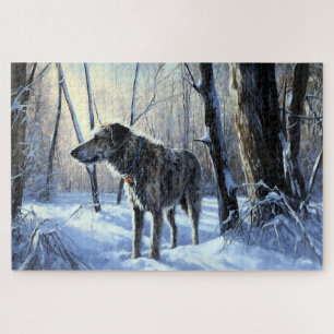 Irish Wolfhound Let It Snow Christmas Jigsaw Puzzle