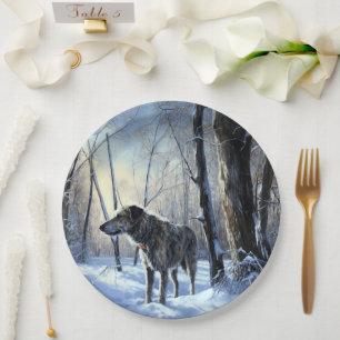 Irish Wolfhound  Let It Snow Christmas Paper Plate